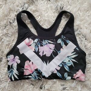 VS PINK Ultimate Black Floral Sports Bra